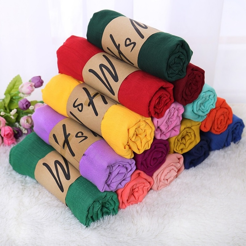 Foulard uni respirant pour femme, châle d'été de luxe, écharpe longue et douce, hijab musulman, étole, foulard de tête