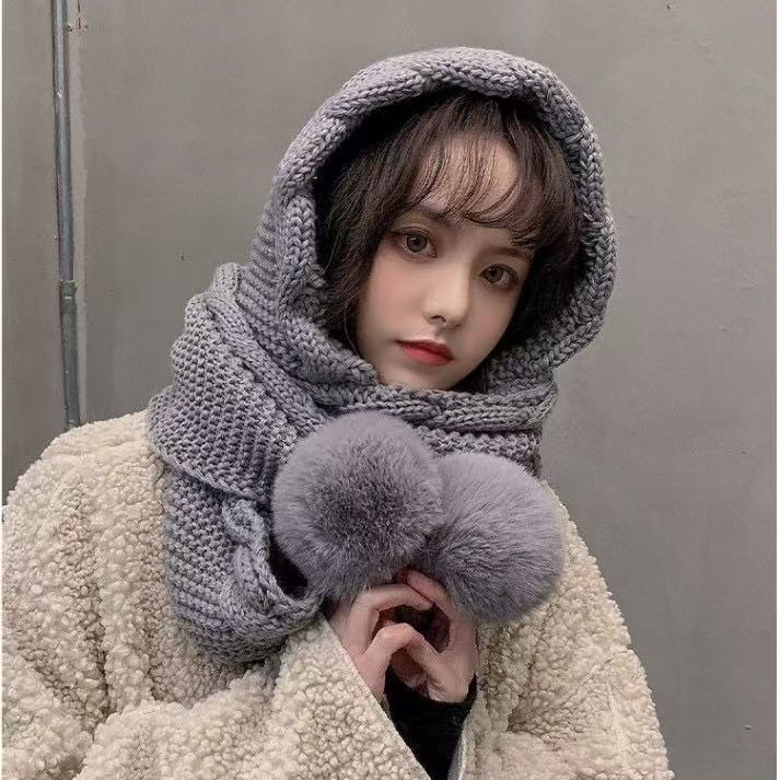 Chapeau épais d'hiver 2 en 1 pour femmes, chapeau tricoté chaud, cagoule épaisse pour temps froid extrême, ski en plein air