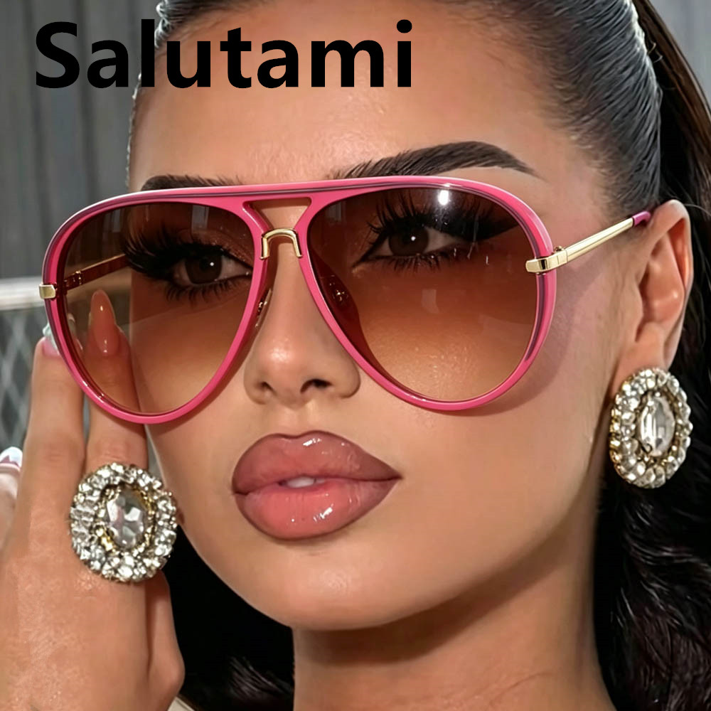 Lunettes de soleil pilote vintage vert et rose pour femmes et hommes, nouvelle mode, monture ovale en alliage dégradé, protection UV400, pour l'extérieur