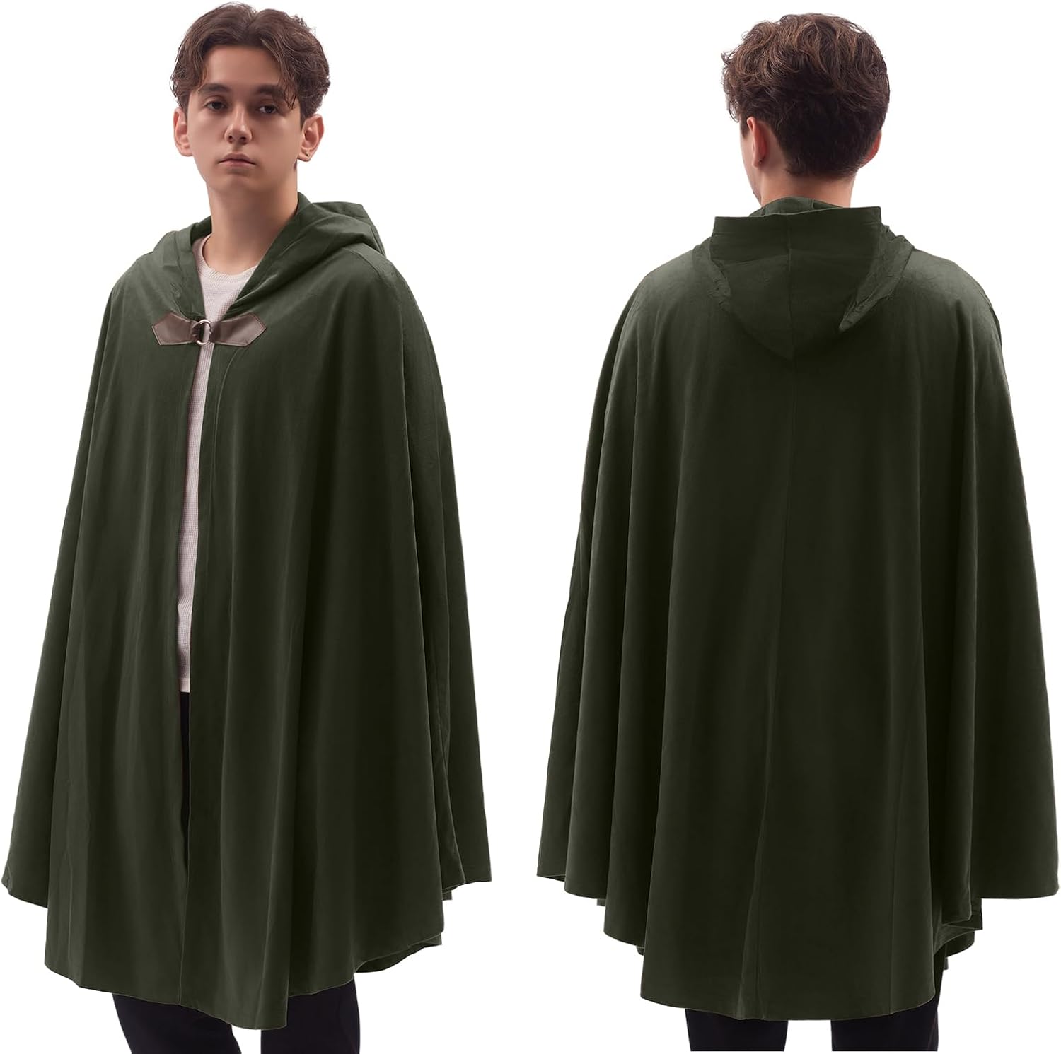 Cape en velours pour homme avec capuche, cape médiévale Renaissance à capuche pour femme, cape à capuche pour Halloween avec fermoir à boucle métallique
