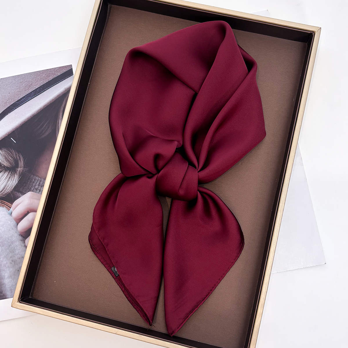 Foulard coloré pour femme, en couleurs unies, effet soie, écharpe de cou, bandeau, petit hijab carré, bandana