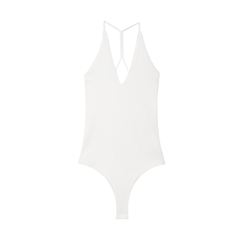 MUJER blanc noir body pour femmes Sexy dos nu body femmes licou Bustier combinaisons pour femmes été plage Corset femmes haut