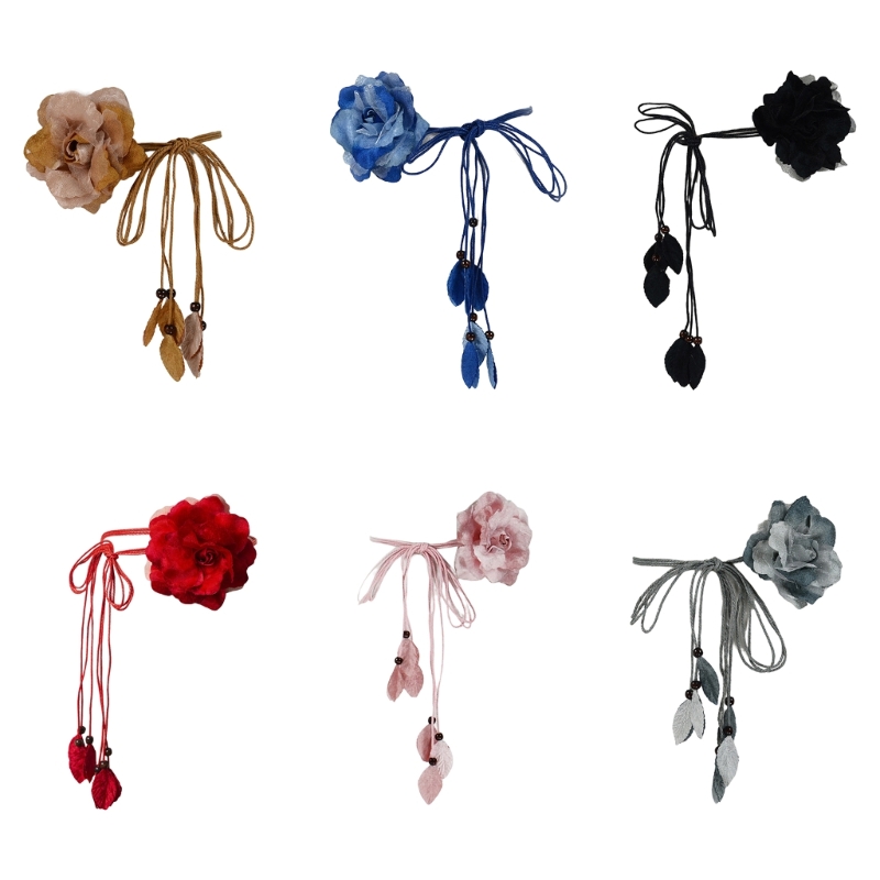 Ceinture longue tressée à pampilles pour femmes, ceinture fine, ceinture nouée décontractée, élégante, faite à la main, grande fleur décorative, robes JOFor Lady
