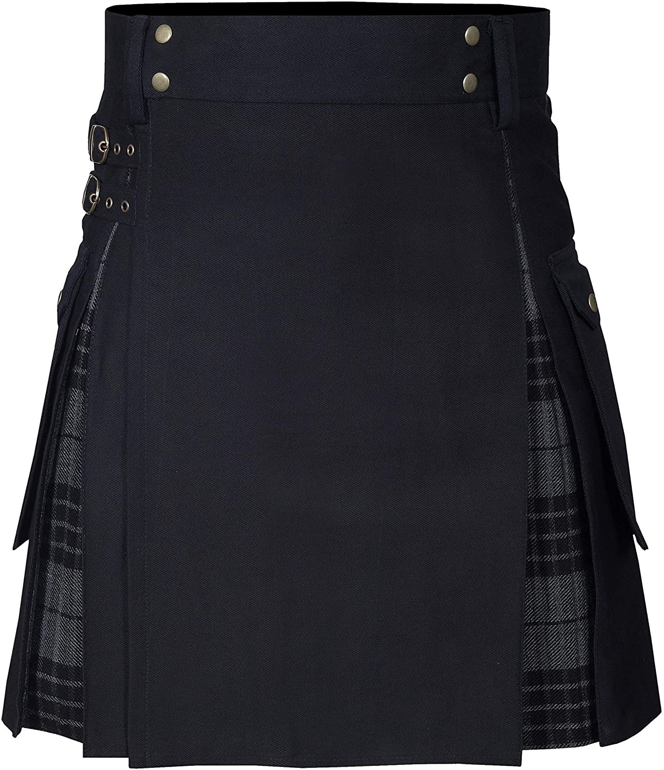 LisdinoKilts pour hommes, Kilt utilitaire, Kilt hybride en jean 100 % coton, Kilt traditionnel pour hommes en tartan plissé en boîte moderne