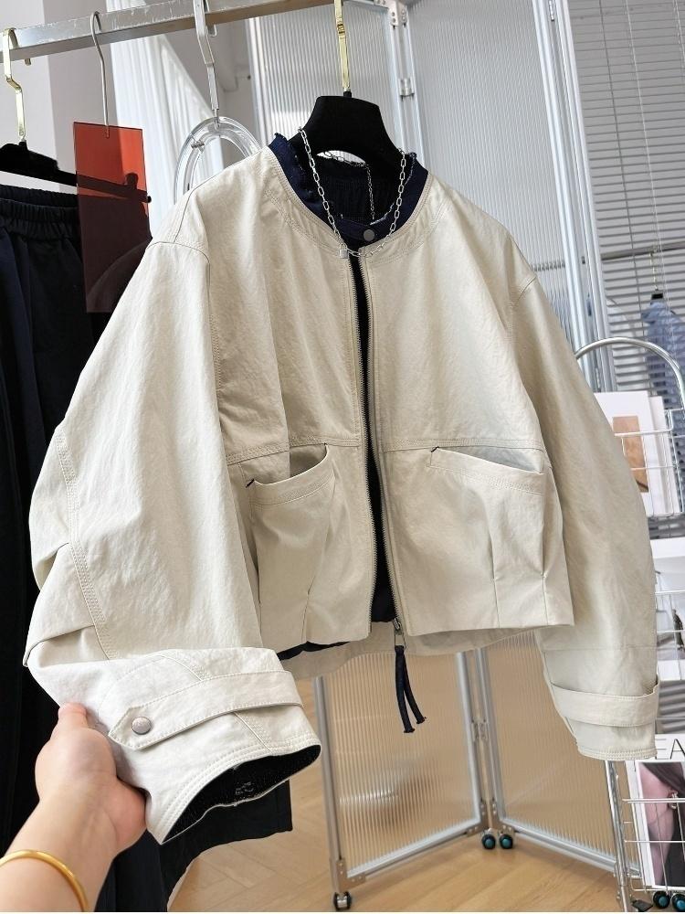 Veste Courte Femme Printemps Automne 2026 – Manteau Décontracté et Élégant à Col Rond pour Femme, Polyvalent et Tendance