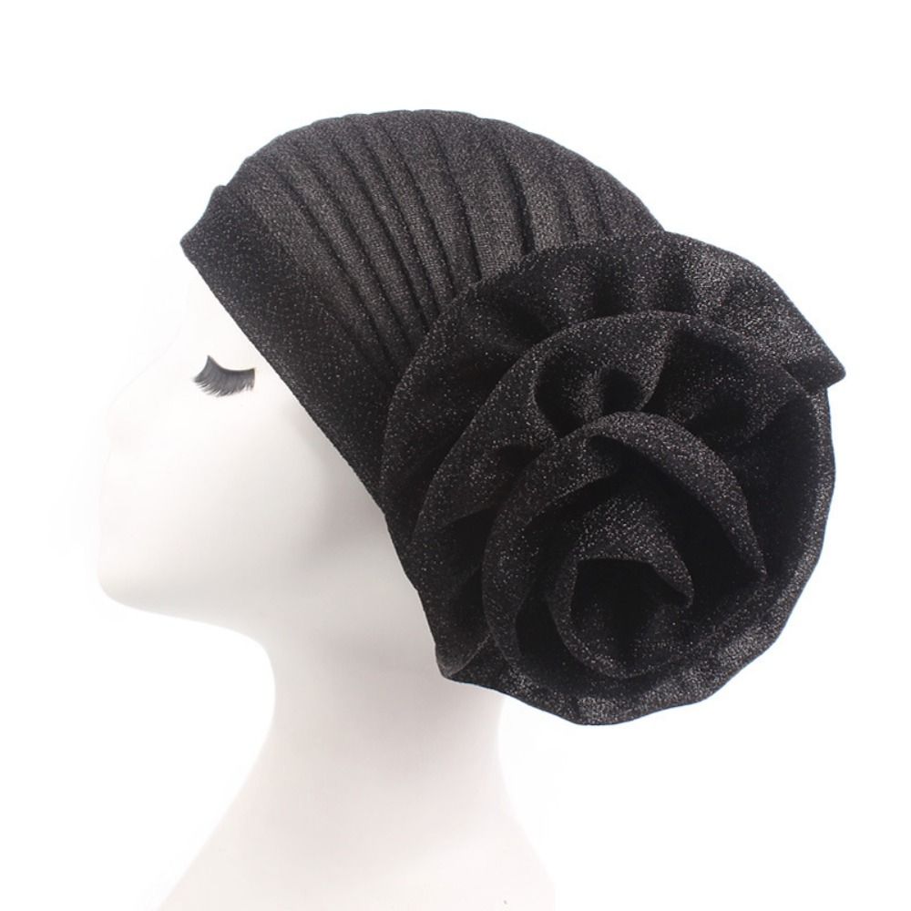 Turban africain en soie naturelle avec grande fleur rose, couvre-chef nigérian pour mariage, Geles respirant et léger, bonnet de fête