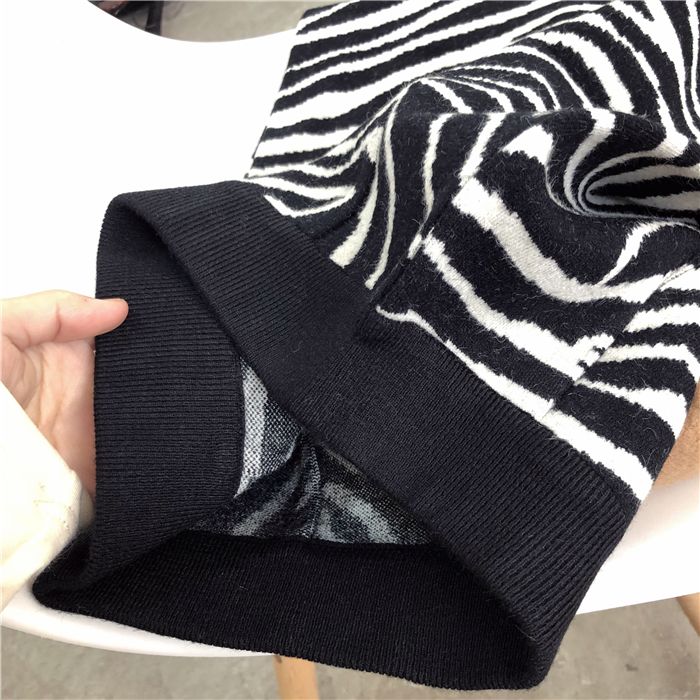 Jupe droite taille haute à motif zèbre pour femme, style coréen, double couche, fente sur les hanches, automne et hiver
