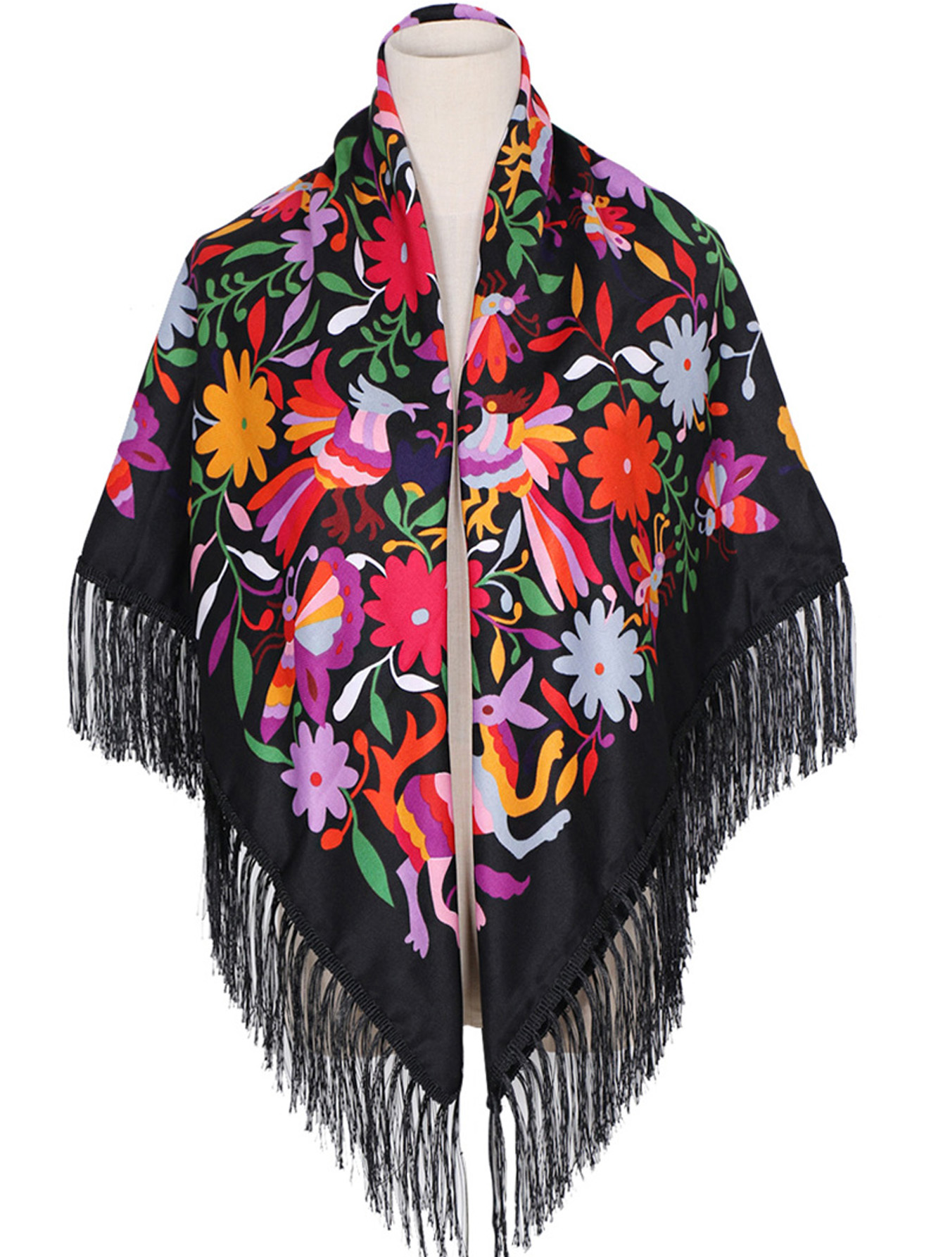 Écharpe carrée russe de luxe pour femme, châle chaud à franges, foulard imprimé floral marguerite, bandana babouchka, couverture de voyage