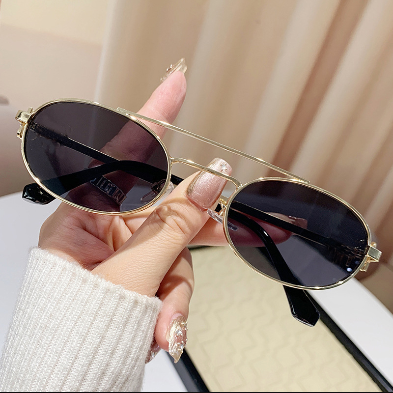 Lunettes de soleil ovales en métal pour hommes et femmes, lunettes de marque, lunettes UV400, rétro, classique, extérieur, haute qualité, marque de luxe, tendance