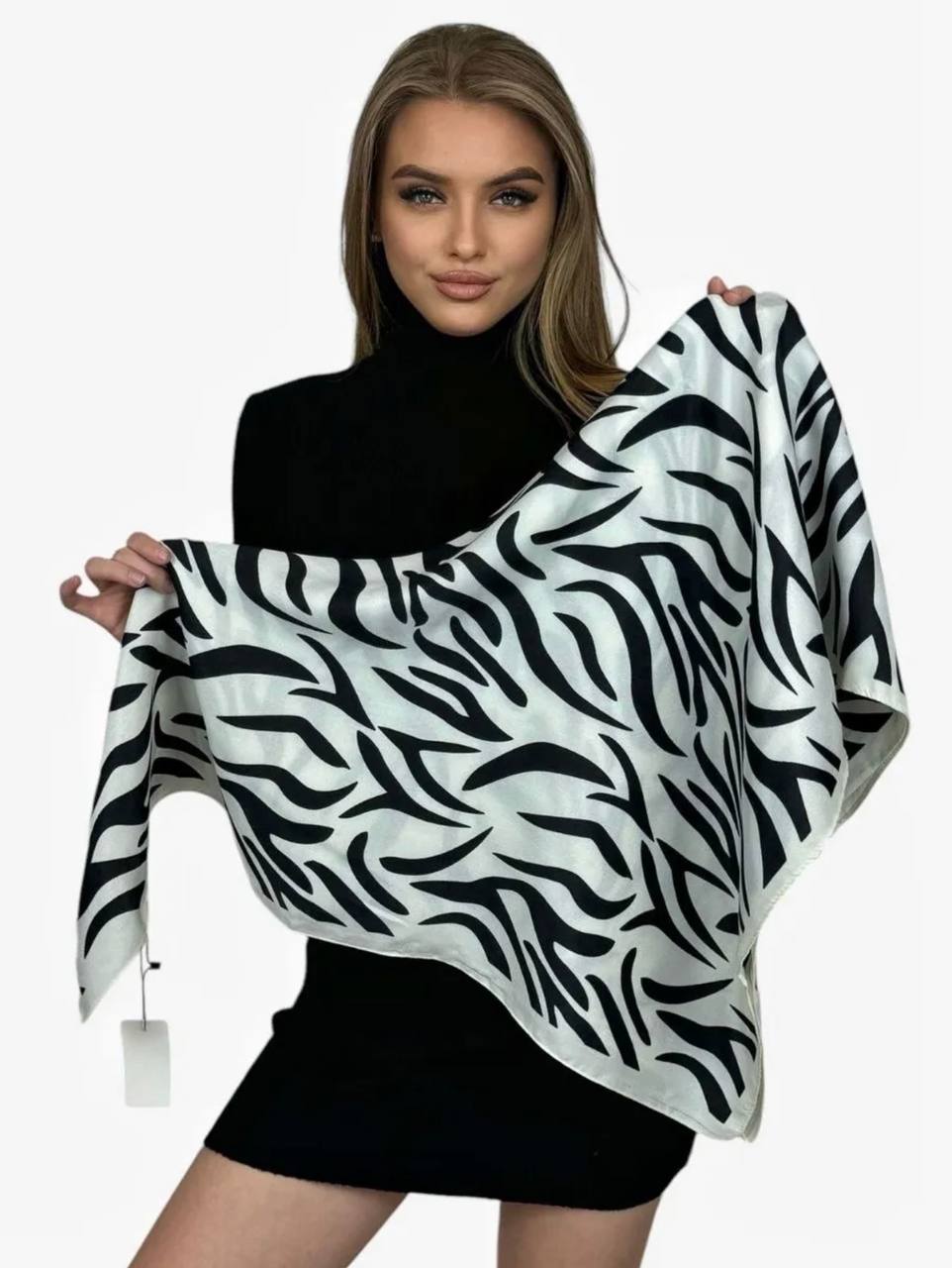 Foulard de luxe en Satin doux pour femmes, écharpe carrée imprimée à rayures d'animaux, châle en sergé, Hijab, 90x90CM