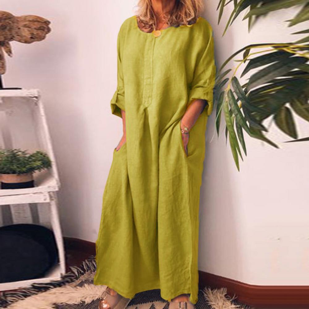 Robe caftan en coton surdimensionné pour femmes, chemise longue, robe longue adt, vêtements décontractés pour dames, document monochrome, mode estivale