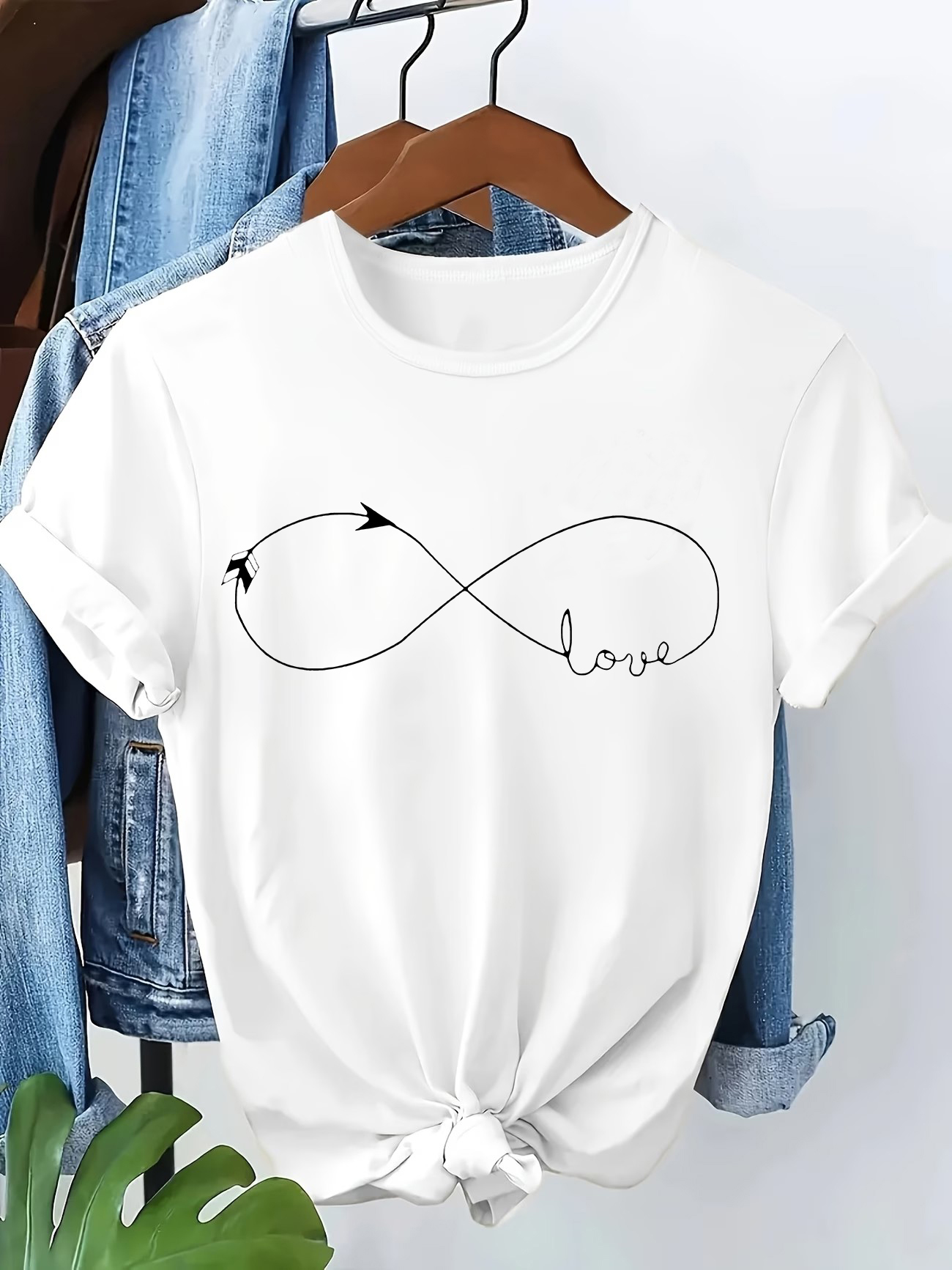 T-shirt Femme Amusant et Tendance avec Imprimé Cœur et Lettres, Manches Courtes, Vêtement d'Été pour Femmes et Filles