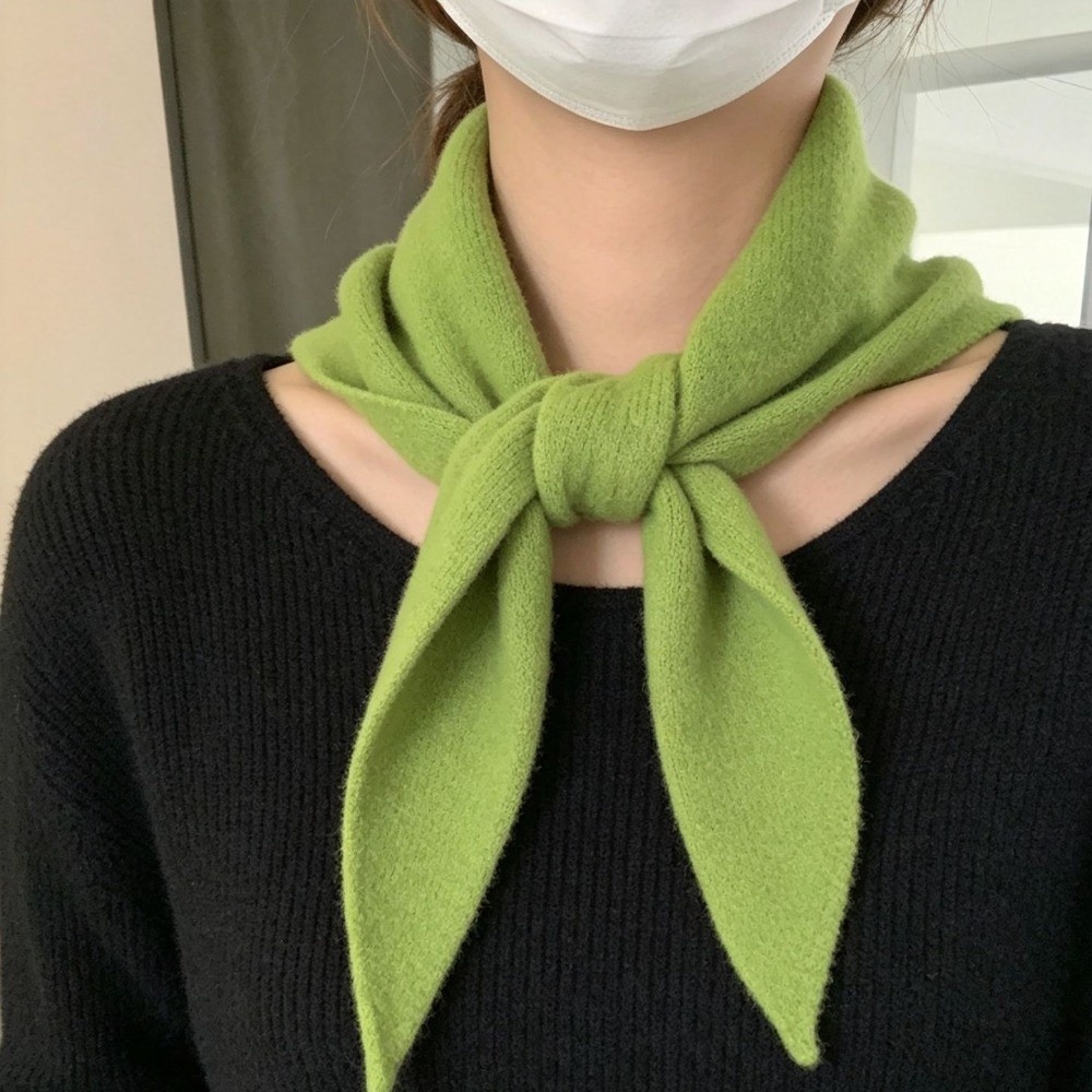 Écharpe triangulaire en tricot de couleur unie, douce, en laine rayée, écharpe croisée chaude pour protéger le cou, foulard croisé pour fille.