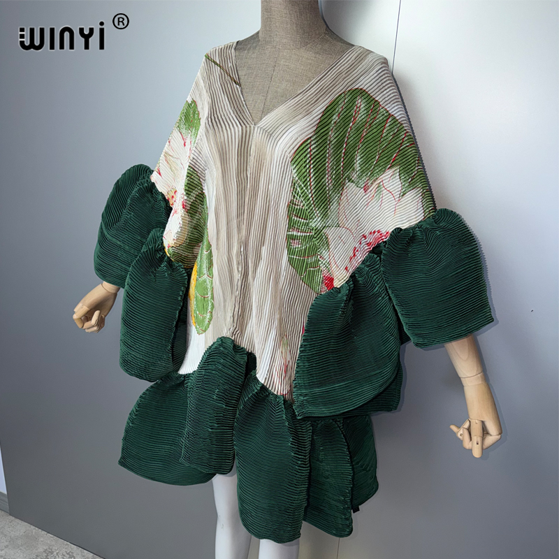 Robe Courte Plissée Élastique WINYI pour Femme, Élégante Robe de Plage, Kaftan Abaya, Mode Musulmane, Tenue de Soirée de Luxe pour Dubaï