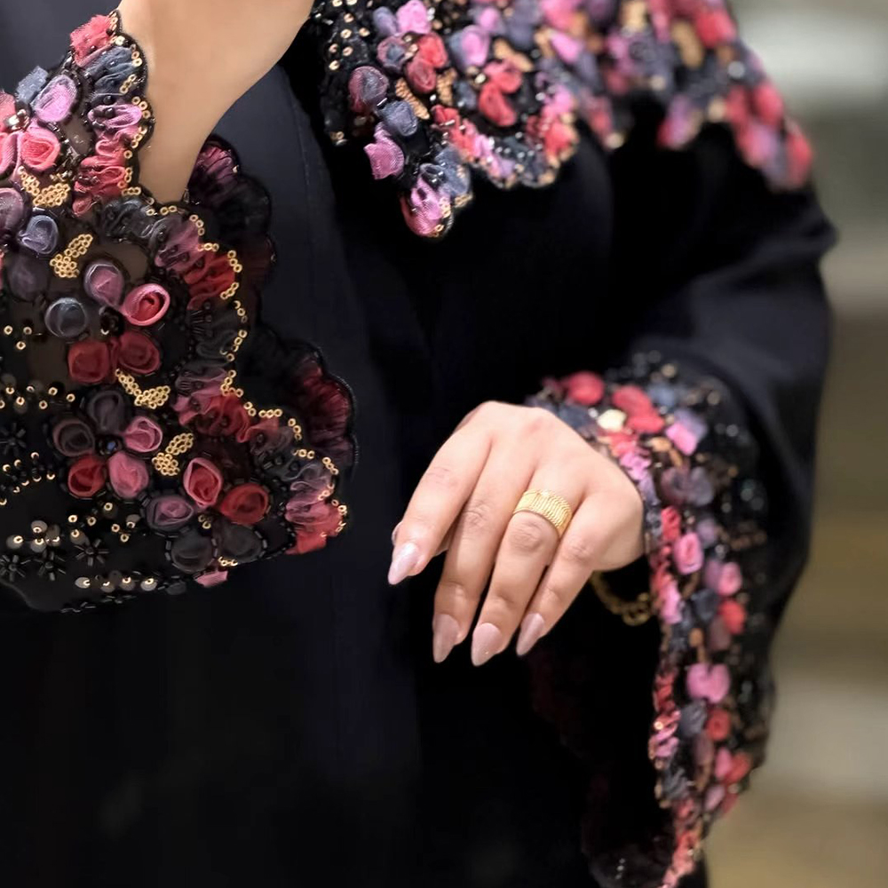 Robe Abaya pour femmes musulmanes, hijab, ensemble 2 pièces, robes de fête pour l'Aïd, cardigan, robe, costume, fleurs 3D, kaftan, jalabiya, Ramadan, Vestidos