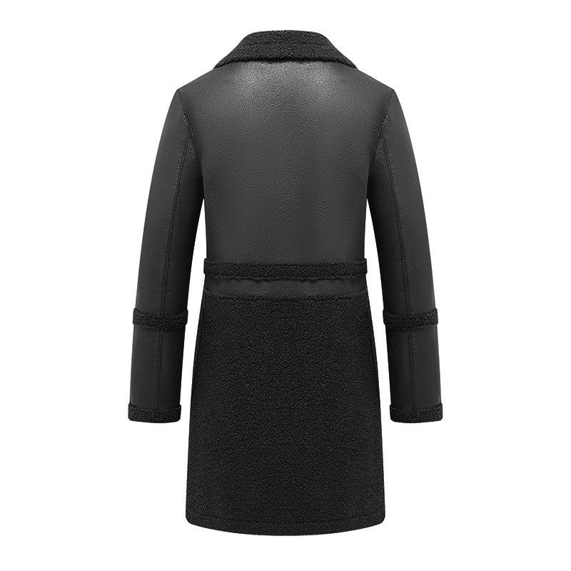 Veste grande taille pour femme, nouveau manteau en fourrure double face, automne hiver 2025, vêtements d'extérieur en laine d'agneau, pardessus Long rembourré, hauts en cuir pour dames