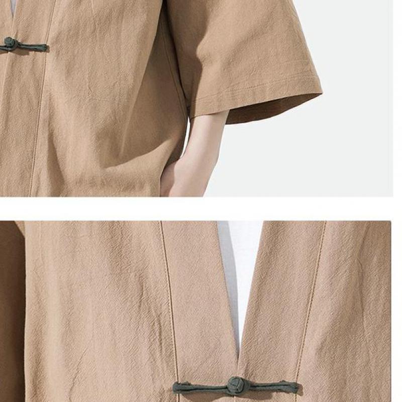 Kimono japonais brodé pour hommes, cardigan d'été, costume de samouraï, vêtements Bomboo, chemise kimono, manteau décontracté MiHaori, 2023