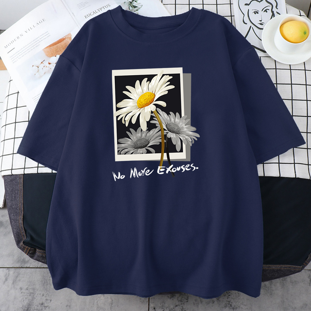 T-shirt en coton avec image de fleur pour femme, Hip Hop, Street Wear, Top Fashion, Économie graphiques, Nouveau, 100%