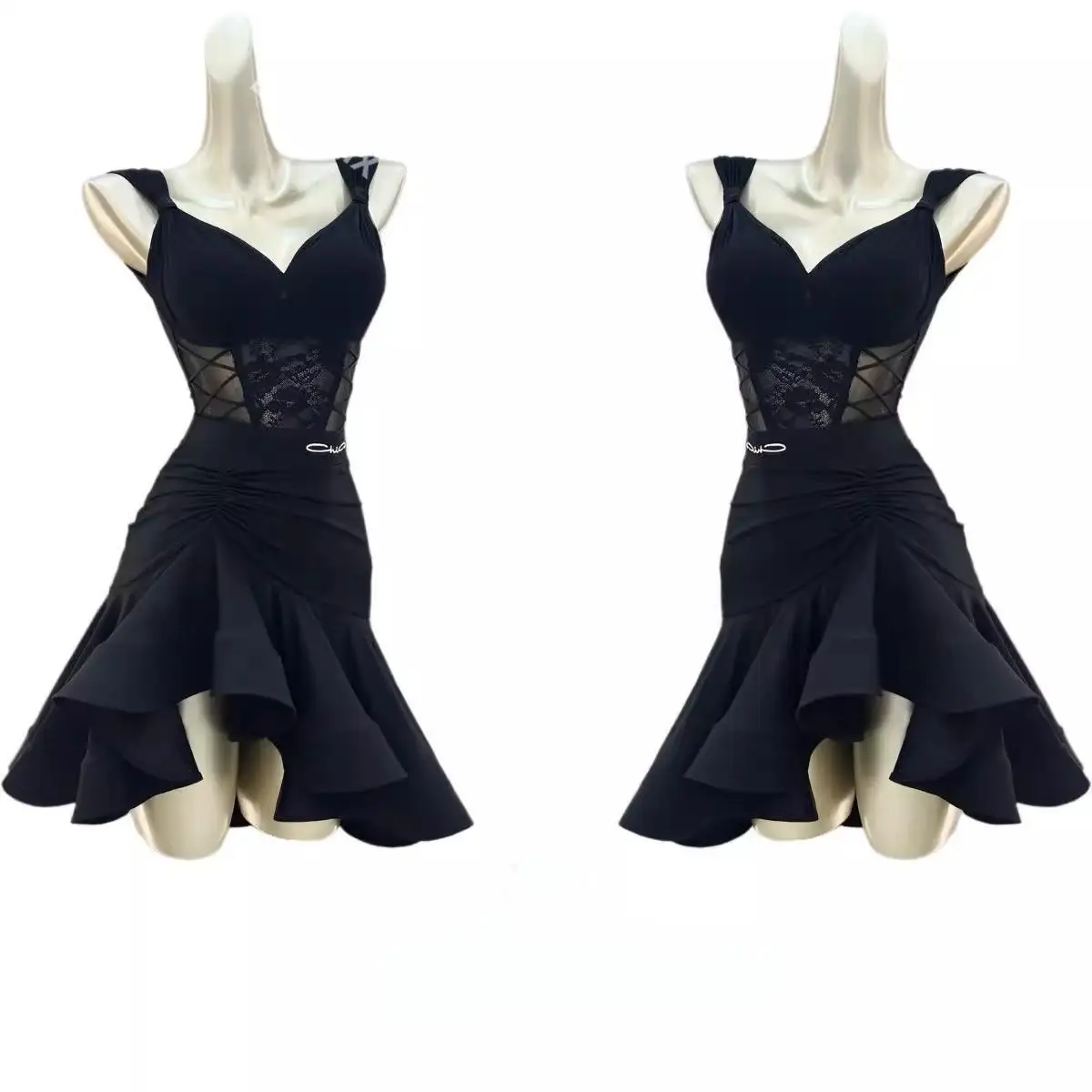 Robe de danse latine pour adultes, robe blanche Pure Desire, robe d'entraînement avancée, arête de poisson fendue sexy