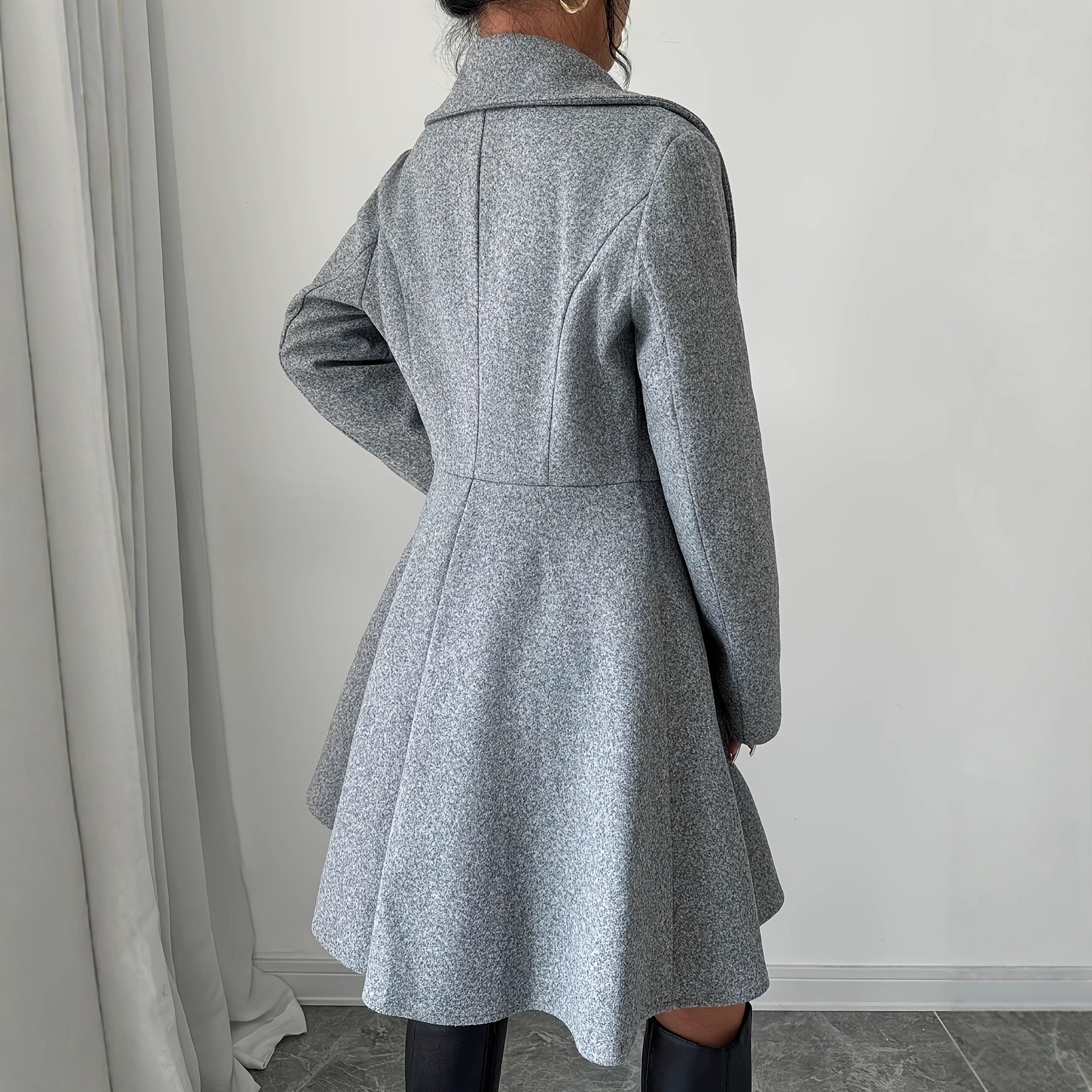 Manteaux en laine pour femmes, manches longues, col rabattu, vestes pour dames, automne hiver, manteau d'extérieur