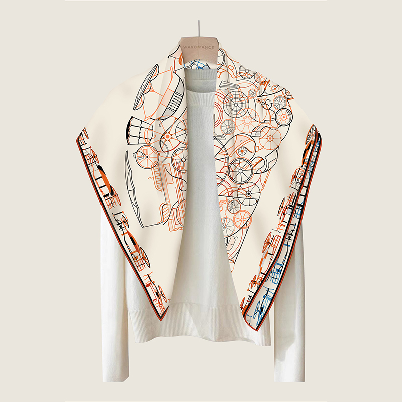 Foulard bandeau imprimé double face pour femmes, nouvelle marque, mode 90x90cm, Hijab en soie, Bandana, Protection solaire, châle