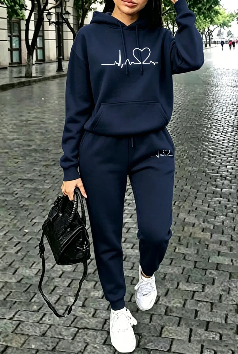 Tenues de mode pour femmes 2026 : Sweat-shirt à capuche décontracté, vêtements de sport, vêtements de jogging pour activités de plein air, articles individuels pour tous les jours, sweat à capuche et pantalon.