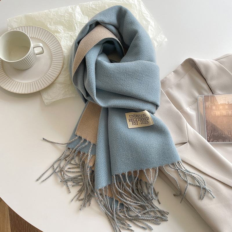 Écharpe en cachemire de style coréen pour femme, foulard de la présidence, enveloppes double face, document solide, chaud, hiver, nouvelle mode, 2023
