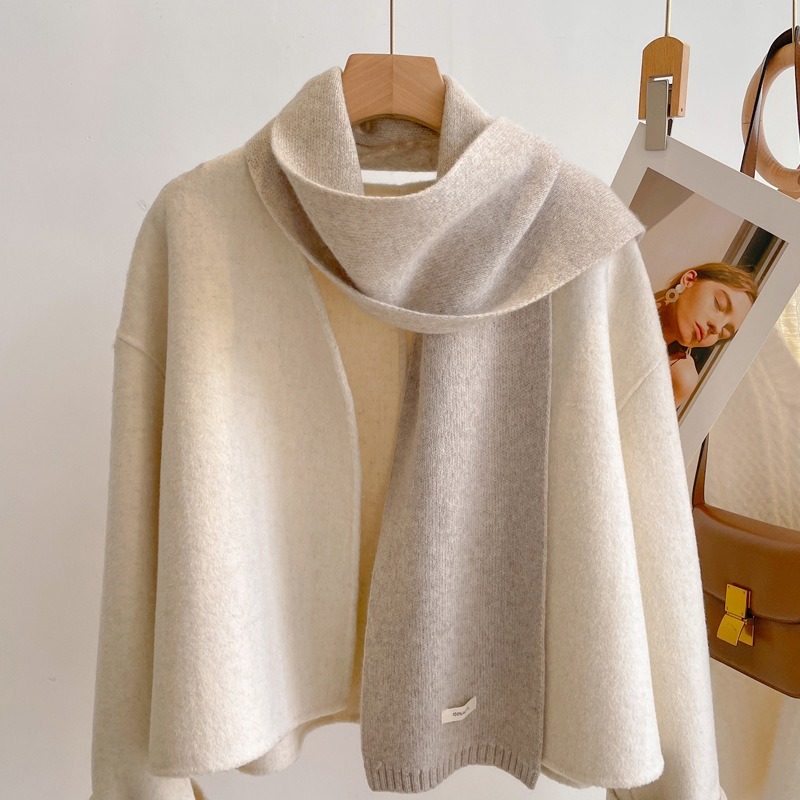 2025 100% laine australienne écharpe femmes hiver couleur unie tricoté écharpe coupe-vent épais chaud cou Protection dames tricot écharpe
