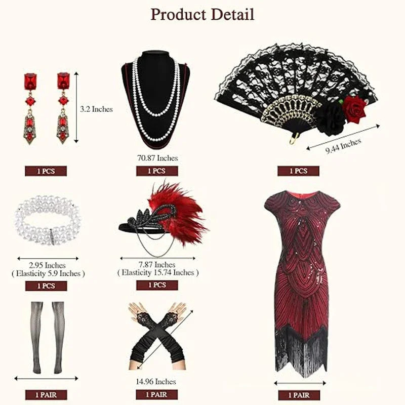 Robes des années 1920 pour femmes, robe à clapet en dentelle, bandeau en plumes, paillettes, perles, franges, accessoires des années 20, Costume de mafia Vintage