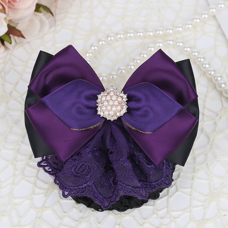 Filet à cheveux élastique avec nœud pour femme, filet de couverture de chignon au crochet pour fille, accessoires pour la danse de ballet et les rêves d'agent de bord