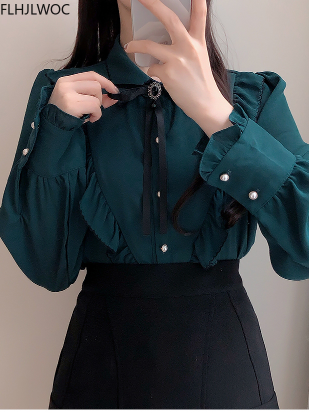Haut vintage rétro semi-transparent pour femmes, chemises à boutons, ruban fin, mignon, doux, filles, violet, vert, blanc, 2025