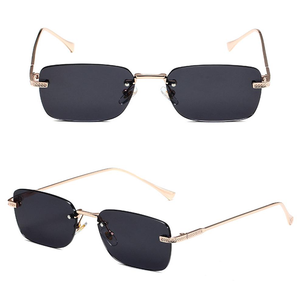 Lunettes de soleil carrées sans monture pour femmes, style INS, petites lunettes de soleil rectangulaires punk, protection UV400, lunettes de soleil pour femmes pour le street style