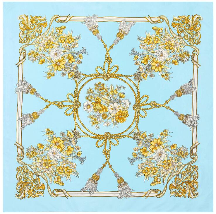 130cm mode fleur écharpe pour dames marque foulard en soie 2020 Design grand foulard carré pour les femmes foulard châle