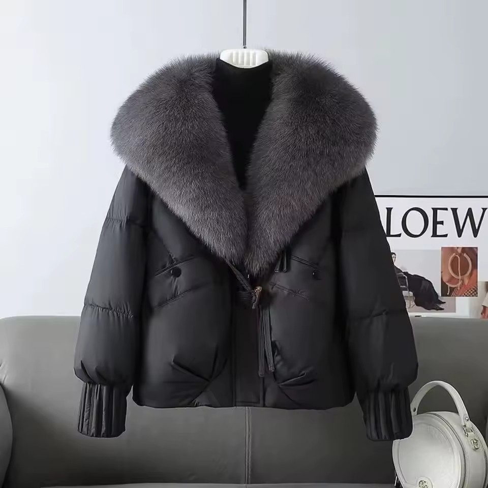 Mode hiver vers le bas coton veste femmes 2025 nouveau coréen grand col de fourrure épais court Parkas femme chaud neige vêtements d'extérieur