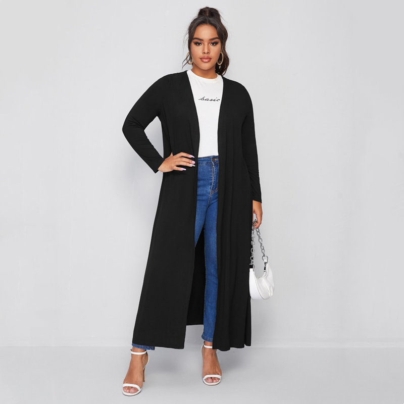 Cardigan à manches longues pour femmes, grande taille, élégant, ouvert devant, ample, noir, décontracté, vêtements pour femmes, grande taille 6XL 7XL