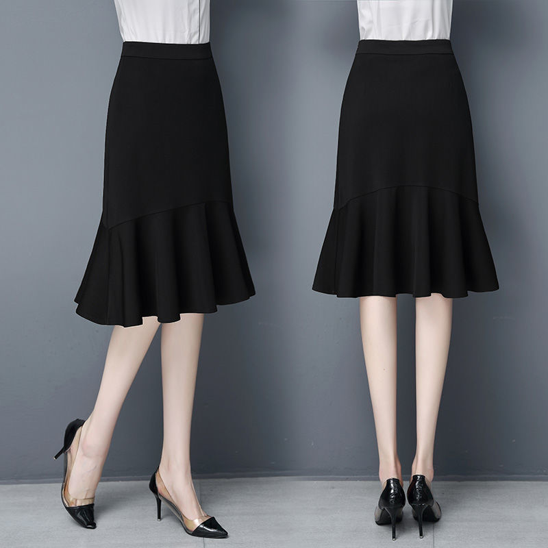 Jupe ample taille haute aux hanches, couleur unie, à volants, queue de poisson, élégante, à la mode, vêtements pour femmes, nouvelle collection été
