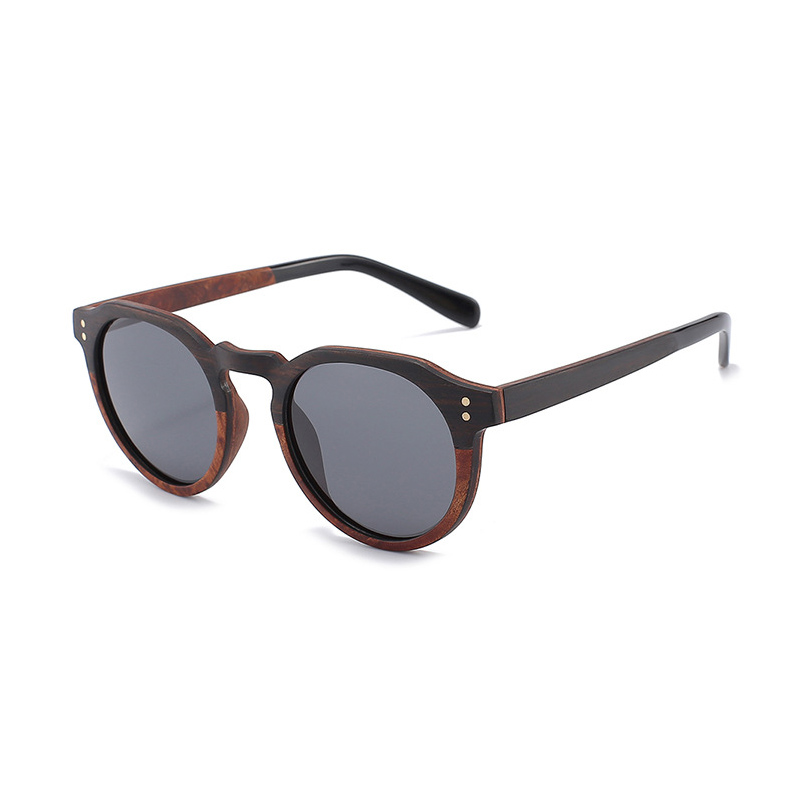 Lunettes de soleil rondes en bois pour hommes et femmes, polarisées UV400, faites à la main, nouveau Design de marque 2025
