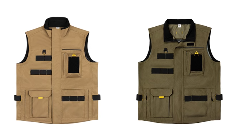 Gilet de travail kaki pour homme, gilet à poches pour outils, gilet de travail pour artisan, charpentier, mécanicien, vêtement de travail, gilet cargo d'extérieur, débardeur, veste