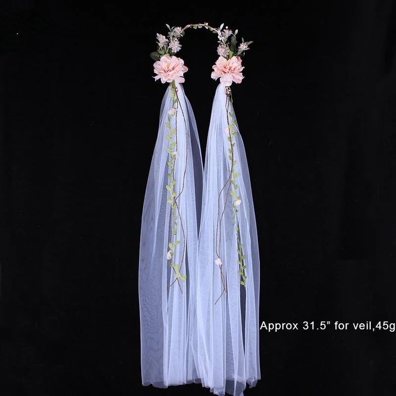 Voile de Rose de mariage pour mariée blanche, couronne de coiffure pour femmes, bandeau pour Date, décoration de maquillage, couronne de fleurs