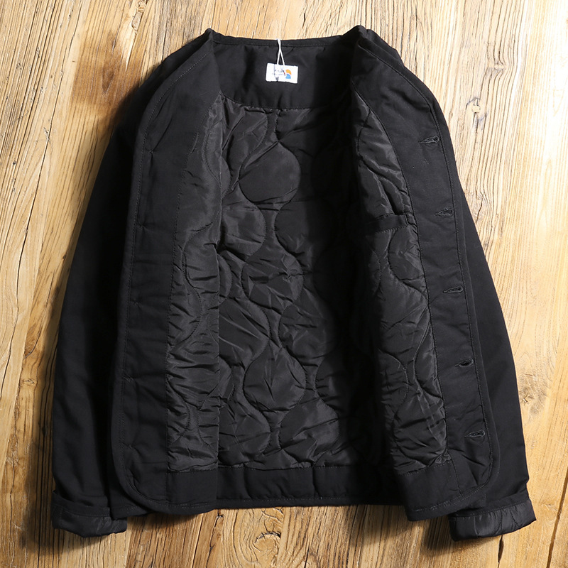 Style japonais Vintage nouvelle mode hommes décontracté à la mode simple boutonnage à manches longues col en v coton rembourré veste mâle vêtements manteau