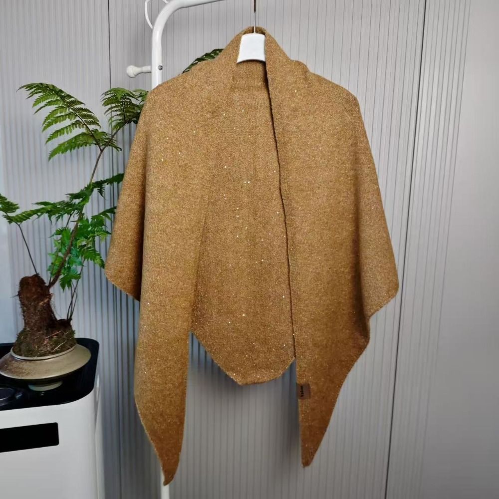 Écharpe triangulaire en laine chaude d'hiver pour femmes, mode coréenne, paillettes, cape haut de gamme, enveloppes