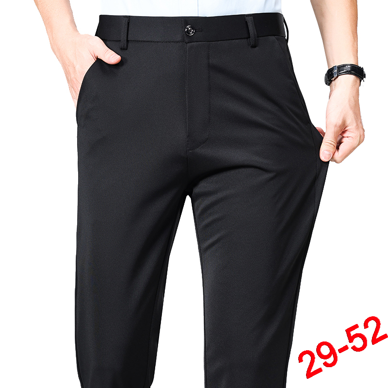 Pantalon grande taille pour hommes, costume d'affaires, extensible, robe formelle, grand homme, pantalon noir classique
