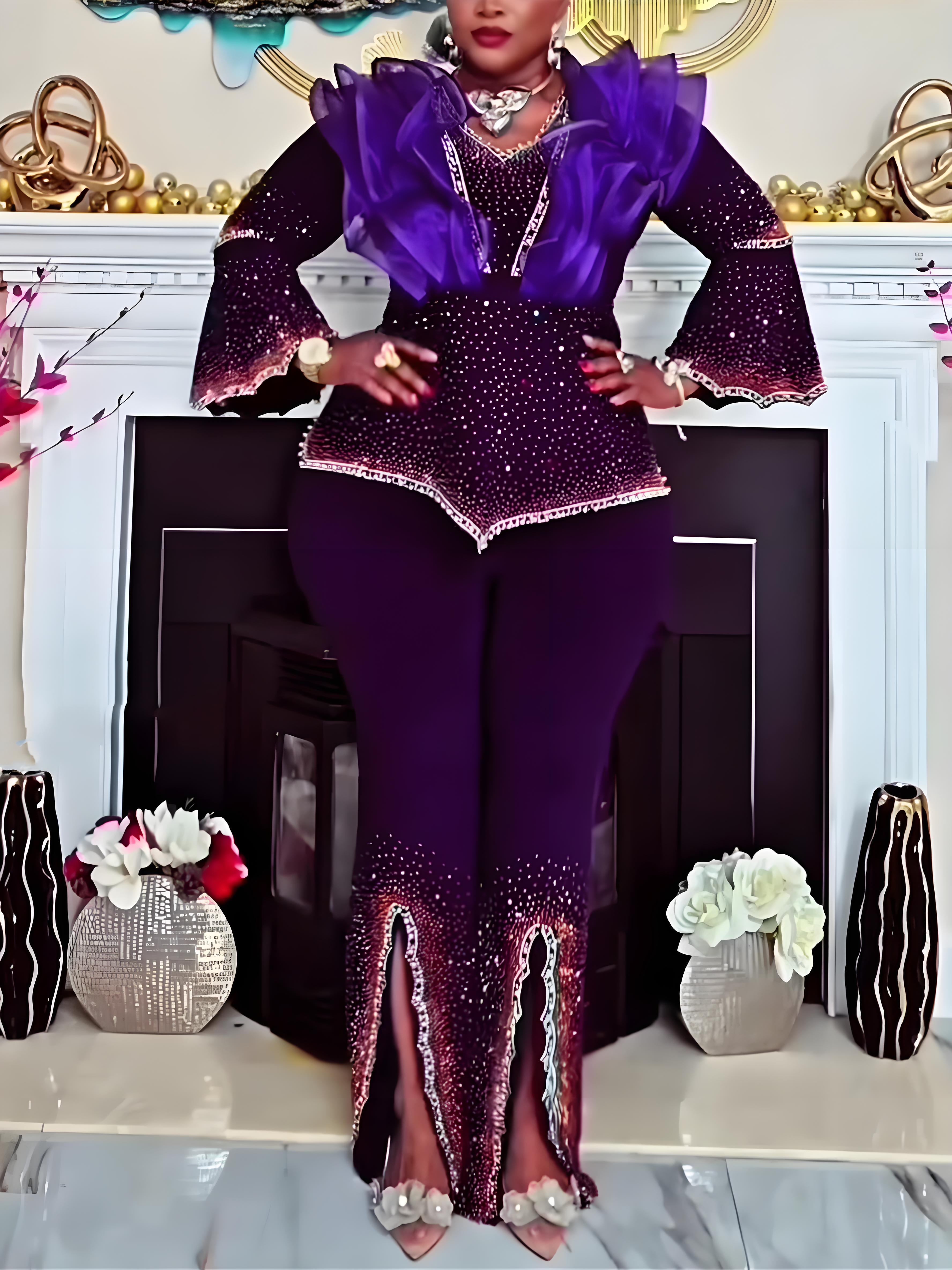 Vêtements africains pour femmes, ensembles 2 pièces, hauts et pantalons, costumes Dashiki Ankara, tenue turque, grande taille, vêtements de fête de mariage