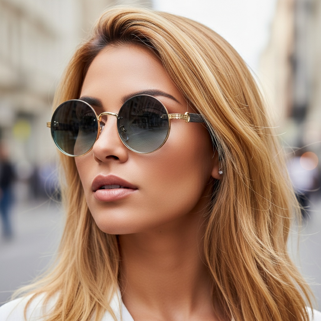 Lunettes de soleil rondes vintage 2026, mode classique, dégradé, lunettes de soleil d'extérieur, tendance, design de marque de luxe, monture en métal, lunettes de soleil 2453