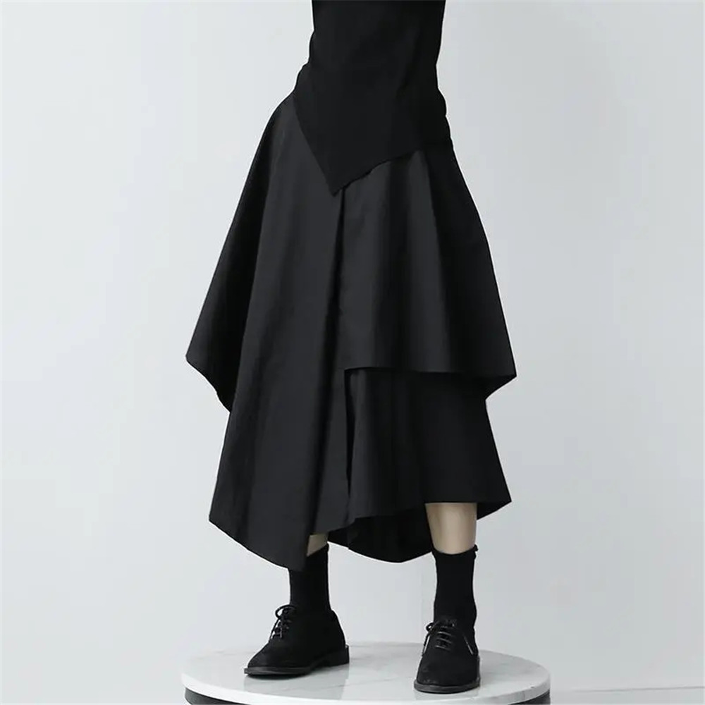Jupes monochromes taille haute pour femmes, pantalons monochromes, monochromes, conception de chimère asymétrique, streetwear tout match, chic, coréen, élégant, loisirs, ins, automne