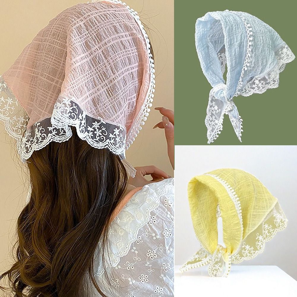 Écharpe de plage française en dentelle douce, foulard, bandeau, écharpe en soie, écharpe triangulaire, accessoires