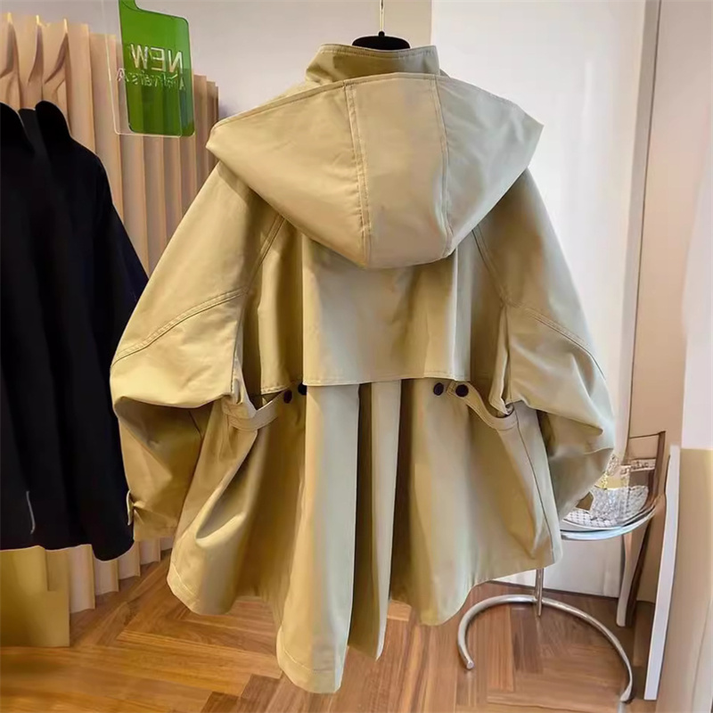 Nouvelle Trench-Coat Femme Automne Tendance avec Doublure Décontractée Polyvalente Ample Manches Longues Courte Coupe-Vent Manteau d'Extérieur Femme