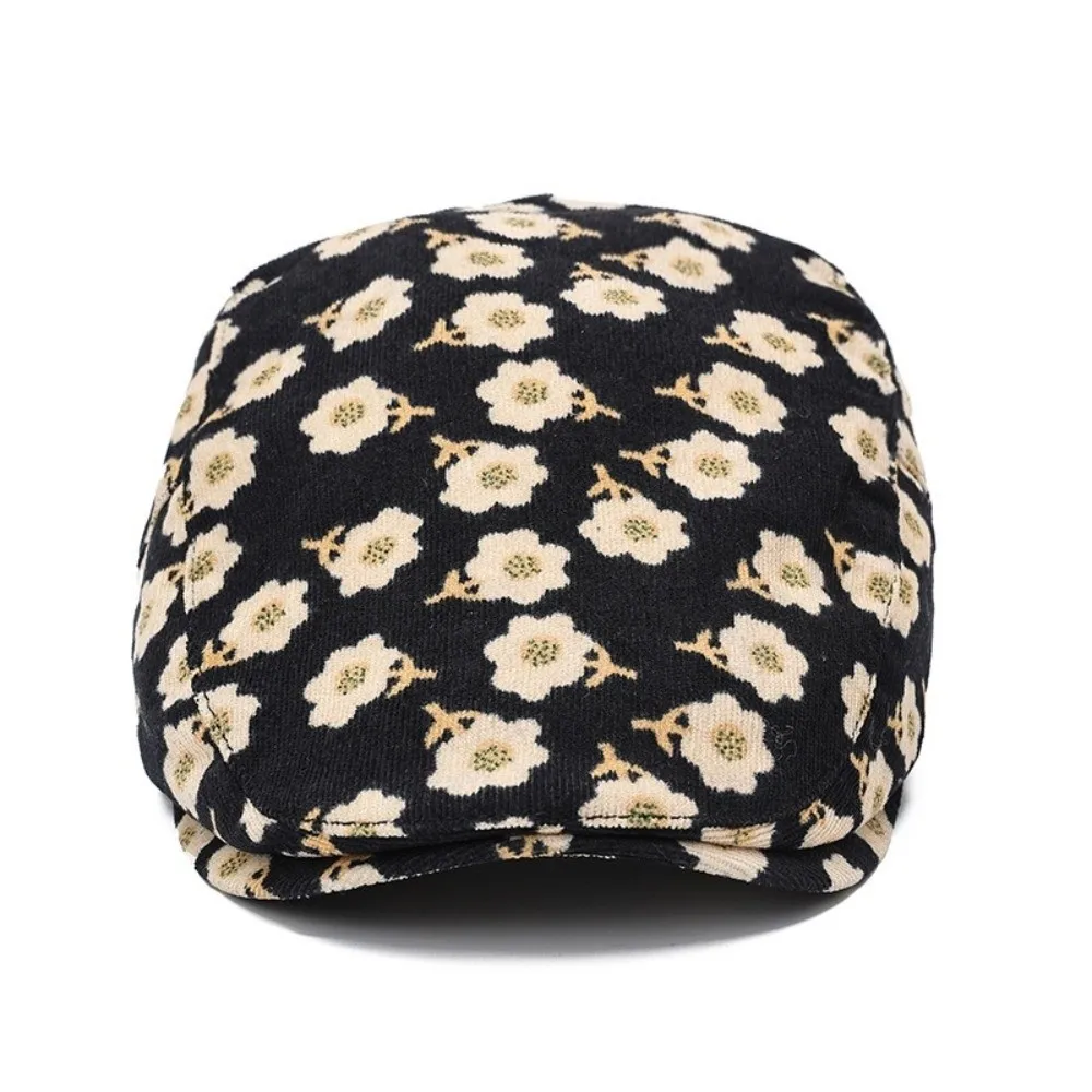 Mode rétro béret à fleurs chapeau de pêche décontracté réglable artiste peintre chapeau automne hiver en plein air casquette à visière hommes femmes