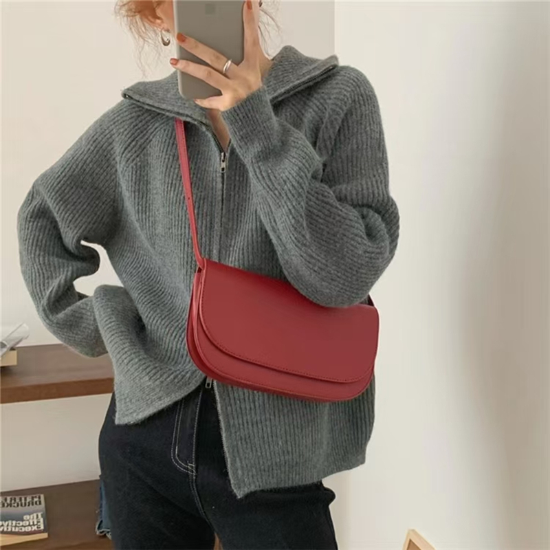 Cardigan ouvert Chic pour femmes, fermeture éclair Unique, tricoté, ample, pour automne hiver, Style coréen, offre spéciale, col rabattu, Simple, solide