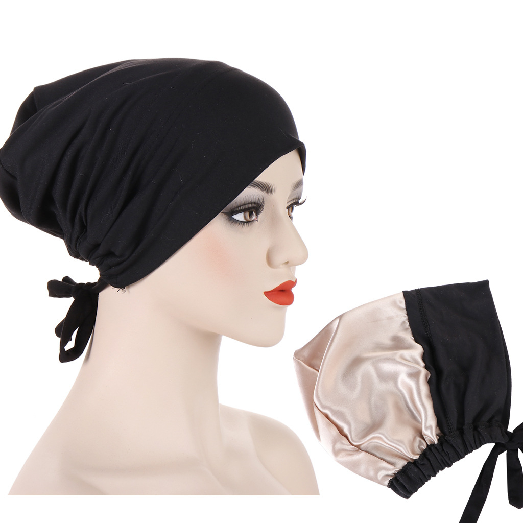 Nouveau Bonnet Hijab en Satin 2026 avec Lien, Sous-Hijab Instantané pour Femme, Turban Musulman Uni, Bandana, Foulard